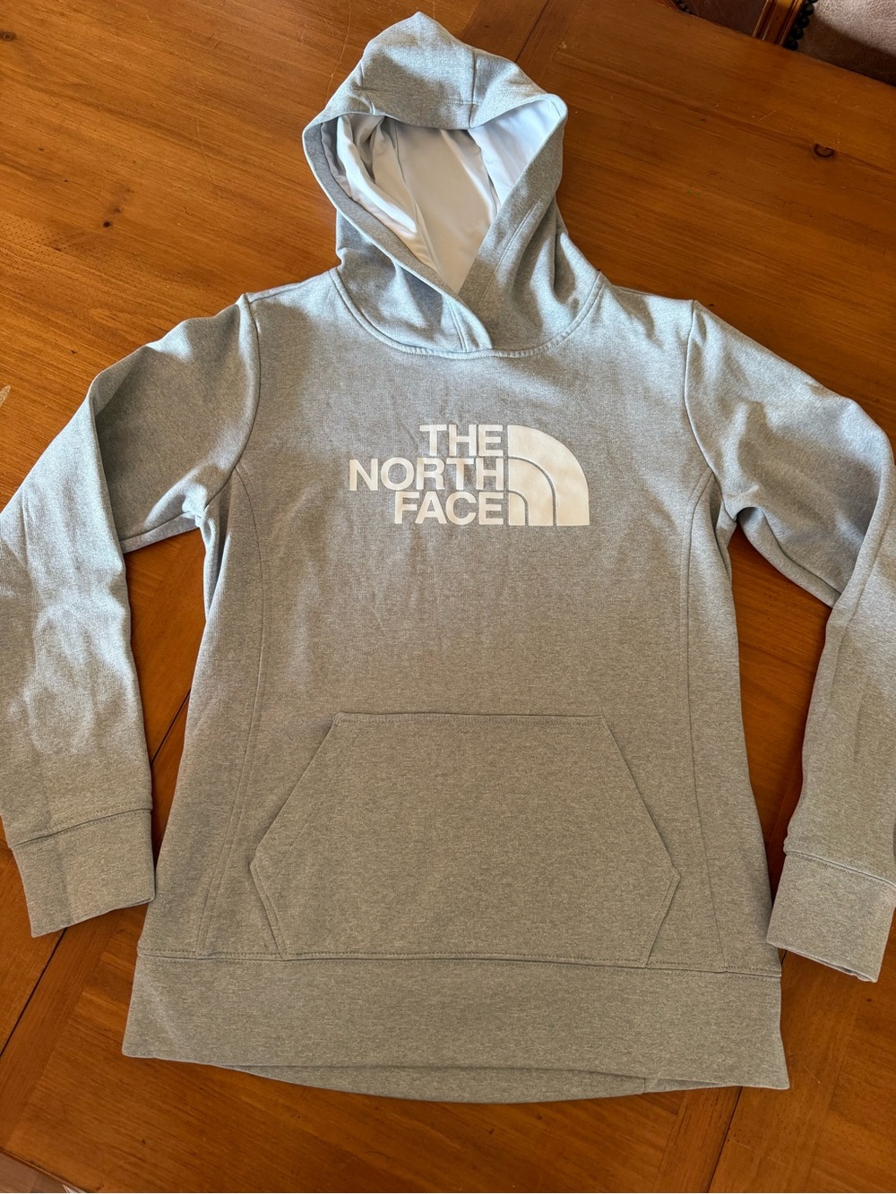The North Face Light Gray Hoodie with White Logo